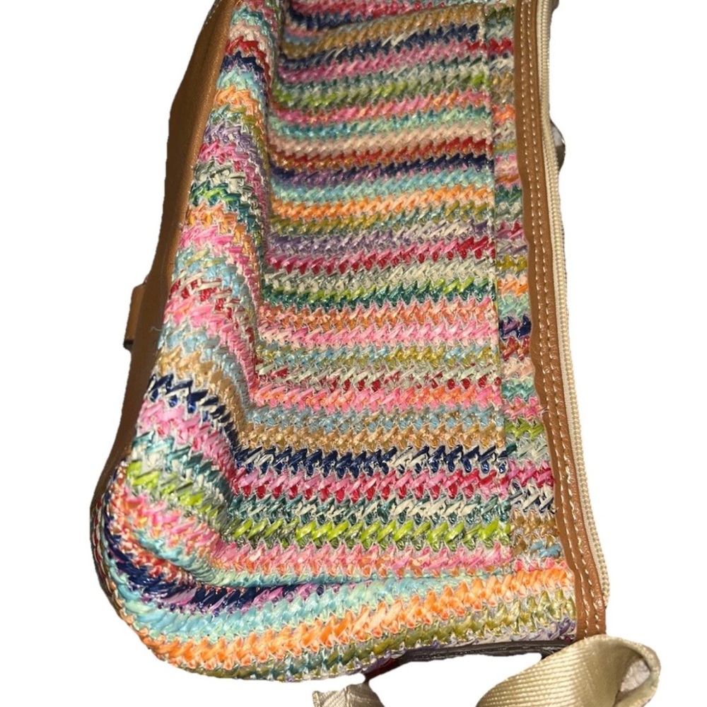 Lily Bloom Multicolor Woven Crossbody Bag with Tan Trim - Picture 9 of 9